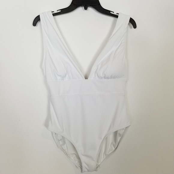 Andie Mykonos Ribbed One-Piece Swimsuit Women S L White Bikini Summer Beach Boho - Picture 2 of 9